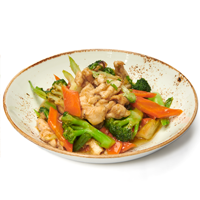 Verduras salteadas con pollo